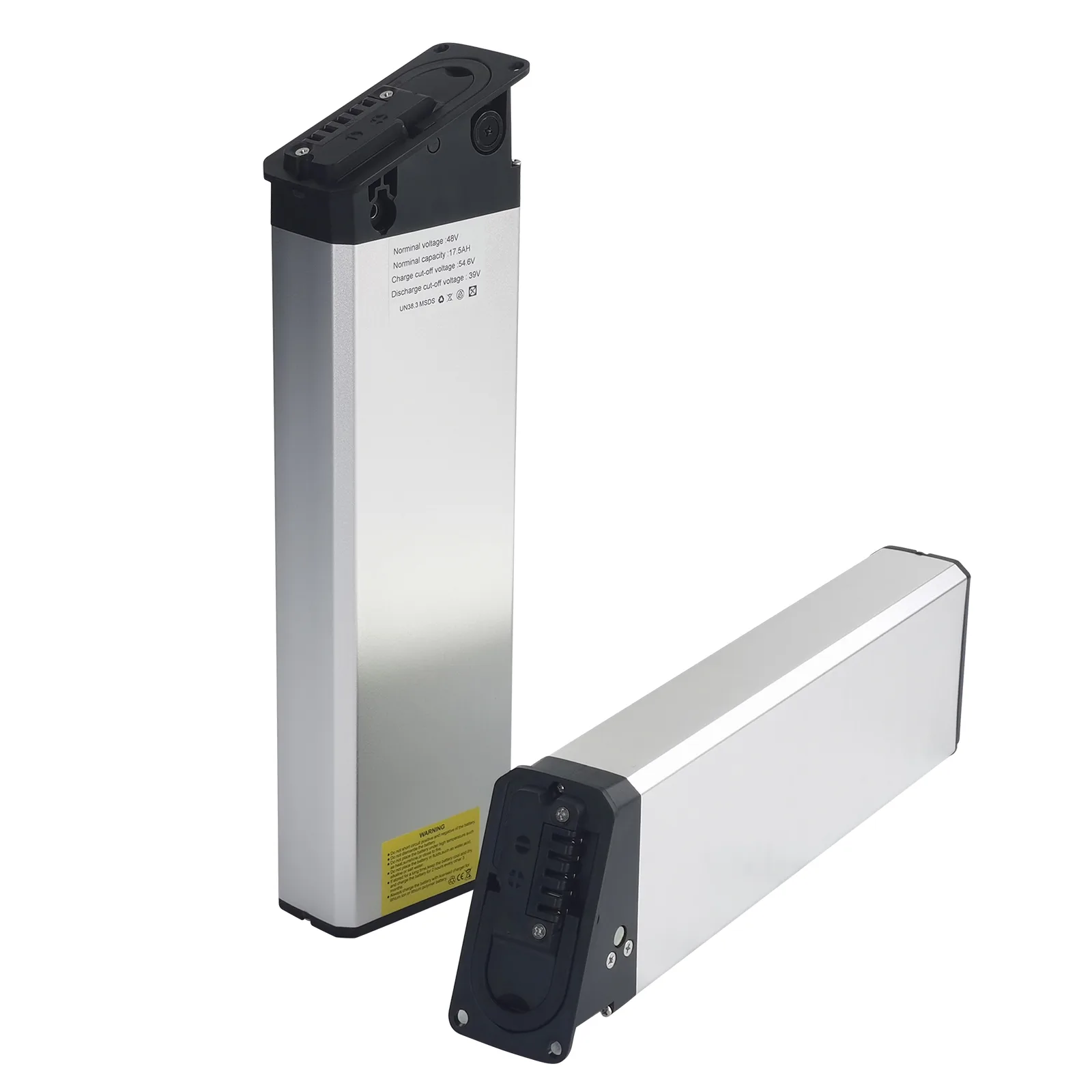 Rechargeable lithium-ion battery pack for e-bikes.