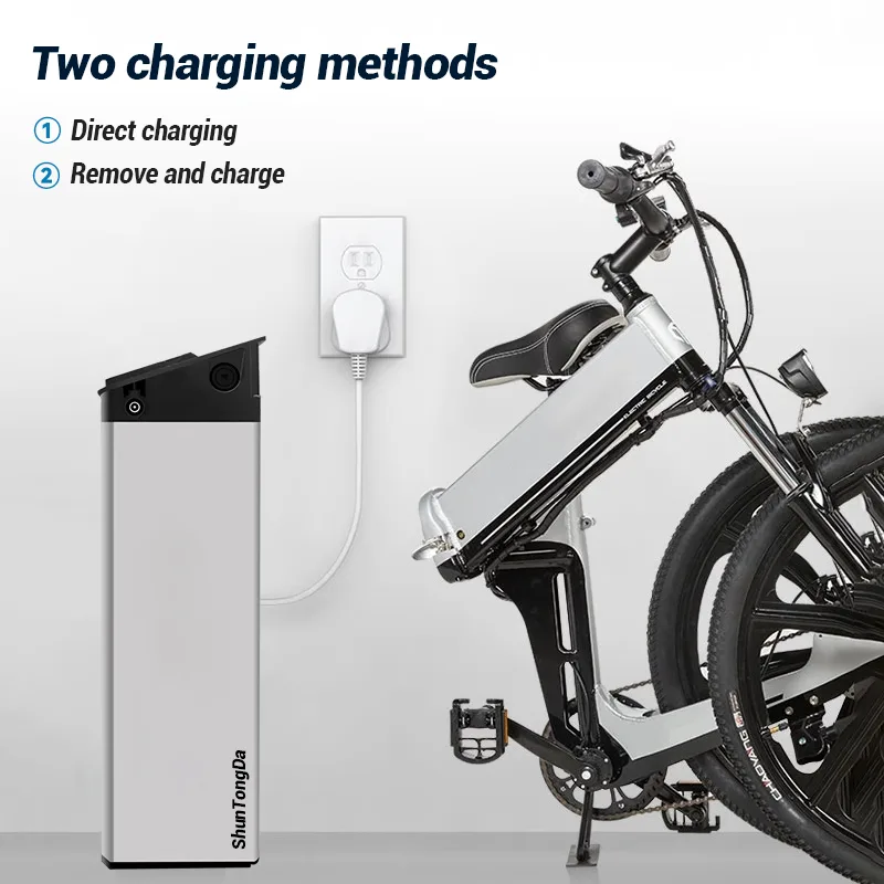 Two e-bike charging methods: direct and removable battery.
