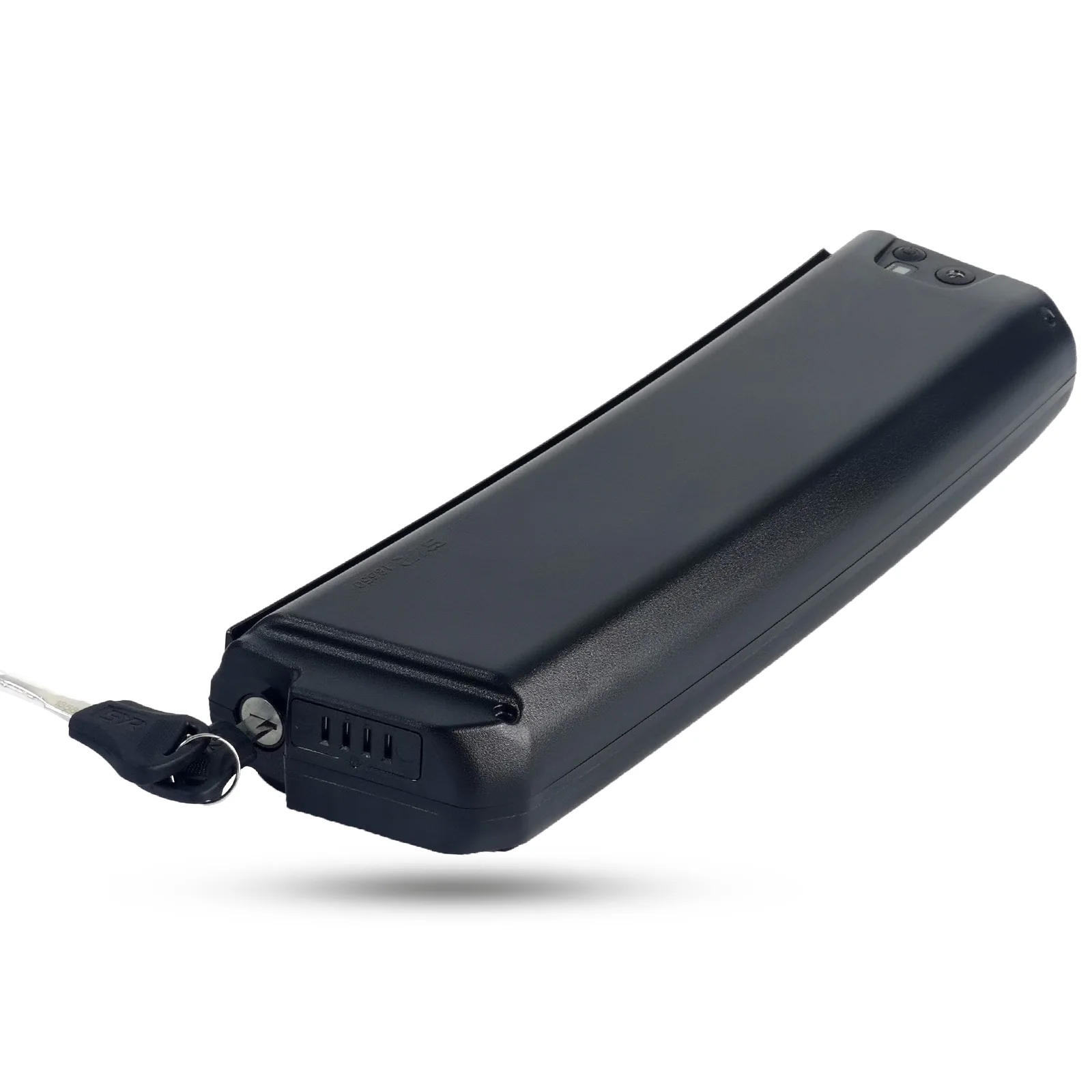 Black electric bike battery with key lock