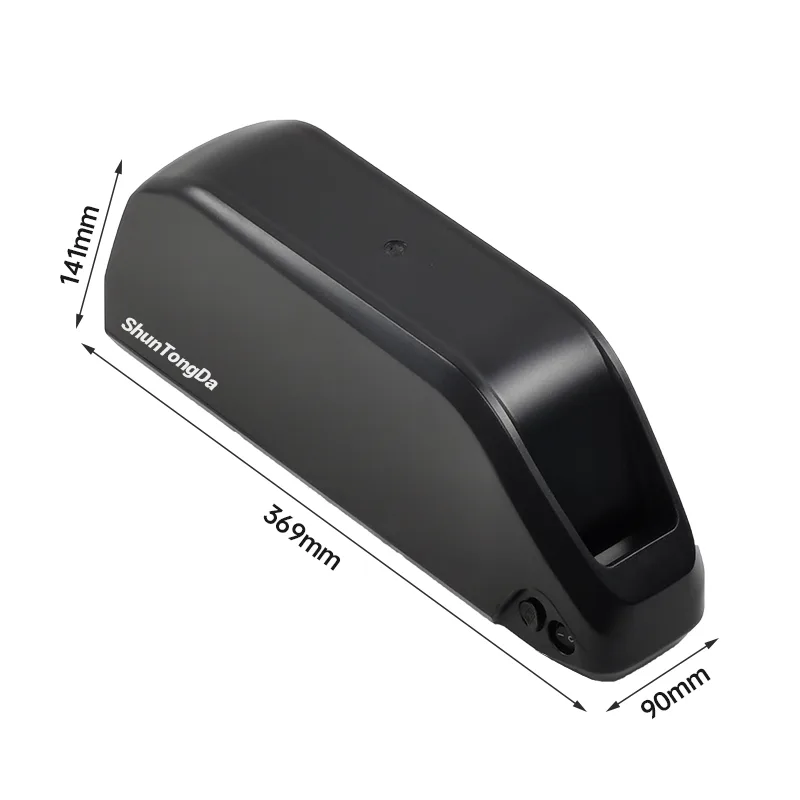 Black bicycle battery with measurements