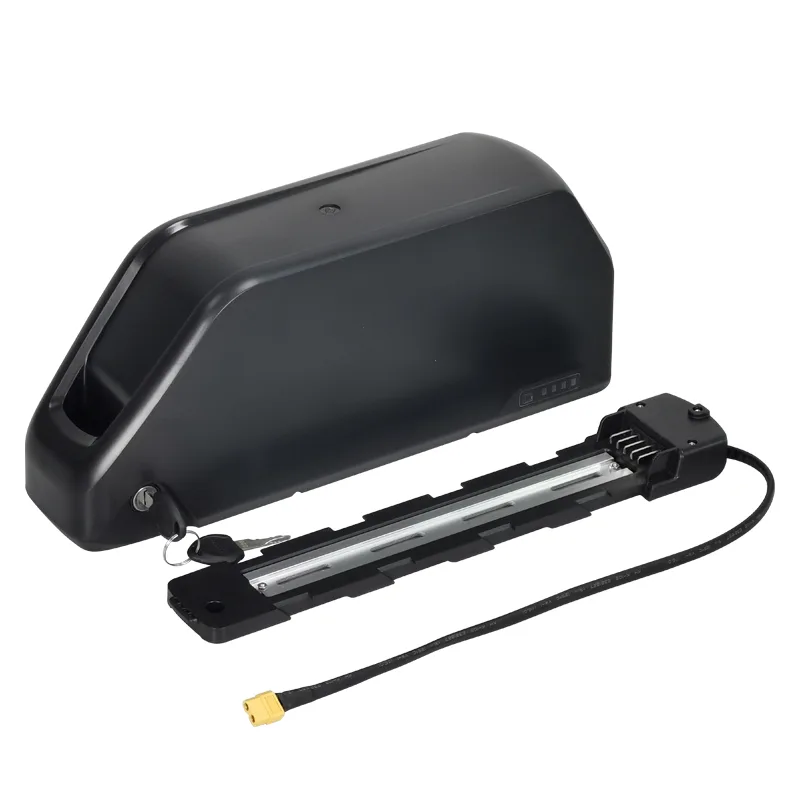 Black bicycle battery with mounting brackets