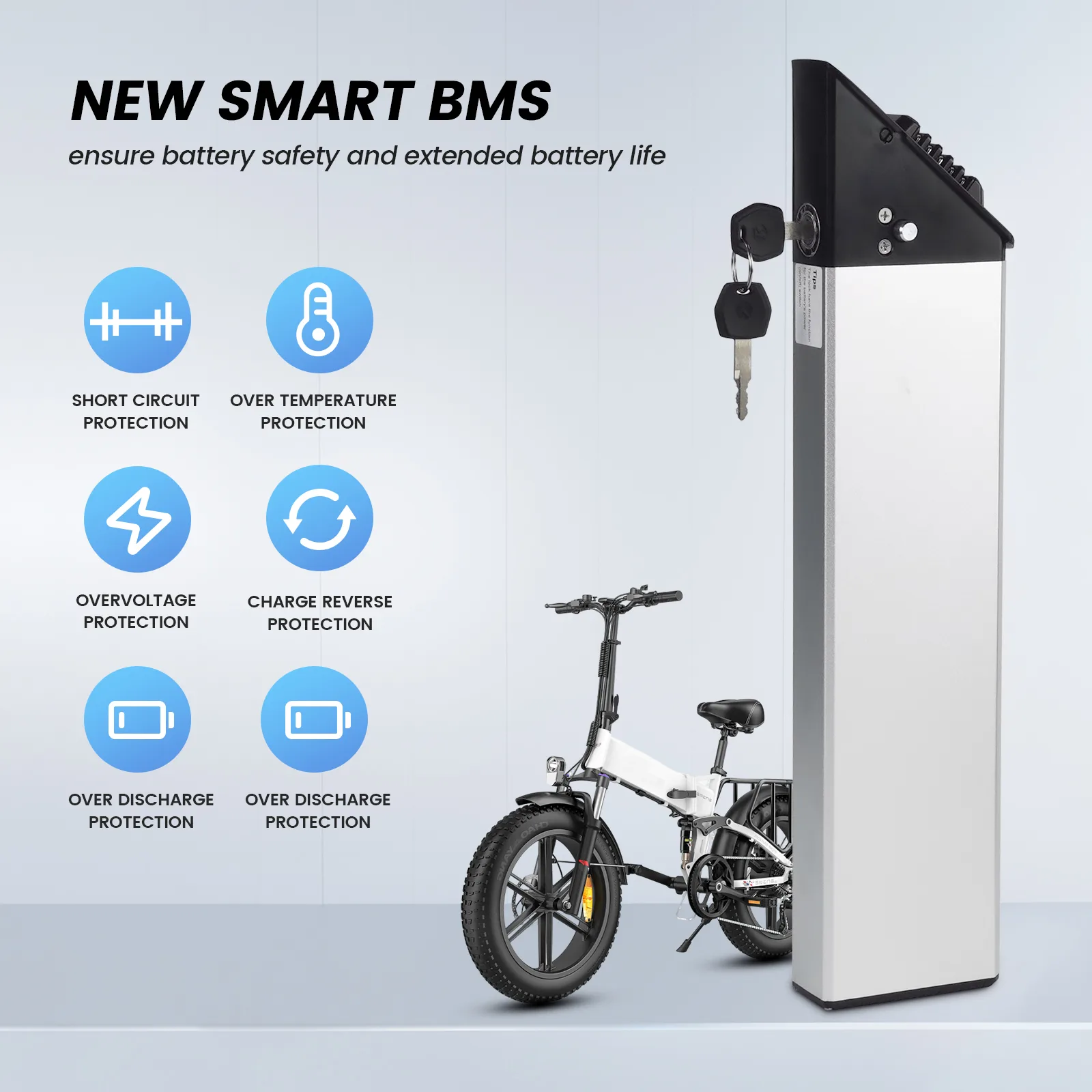 Electric bike with smart battery management system features.
