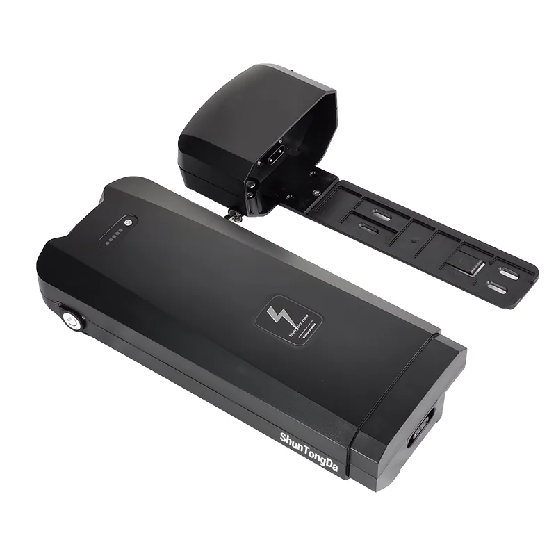 Black electric bike battery and mount