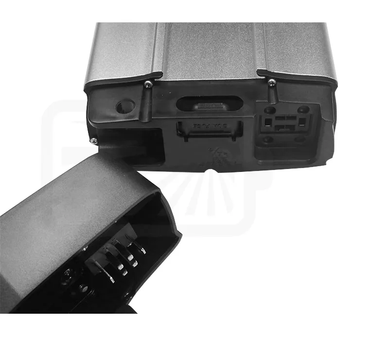 Black e-bike battery compartment detail